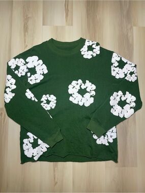 Denim Tears FW24 Cotton Wreath Long Sleeve Crewneck Sz Med Green Streetwear